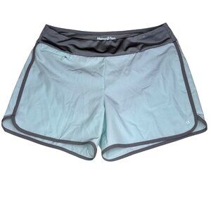 Hang Ten Dust Blue Quick Dry Beach Swim Shorts UPF50+ Zip Pocket Women sz L